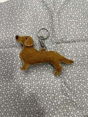 Handmade Felt Dachshund Dog Keychain Brown Weenie Dog Keyring